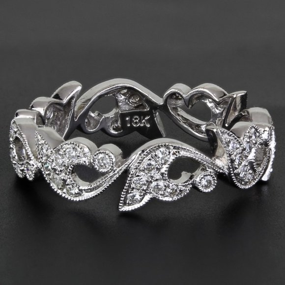 New Jolie 18k White Gold Diamond Stackable Eternity Anniversary WeddingRing